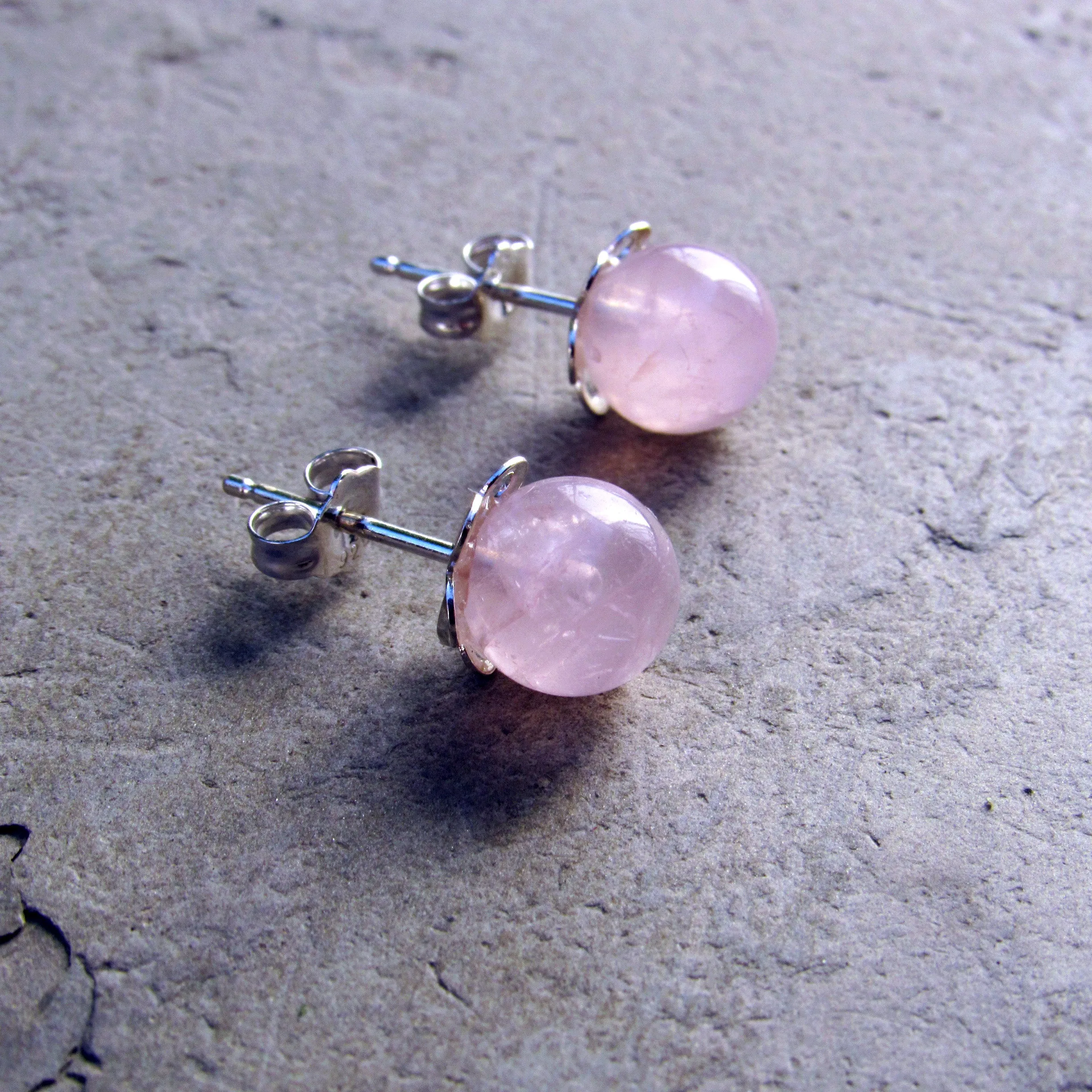 Gemstone and Sterling Silver Stud Earrings