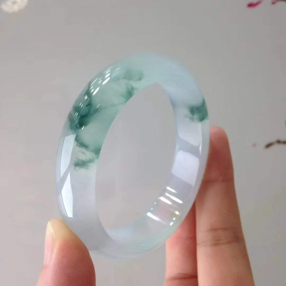 Genuine Burmese High-end Jade Jadeite Oval Bangle Bracelet ( 55.2.mm ) L12 ( Collectibles )