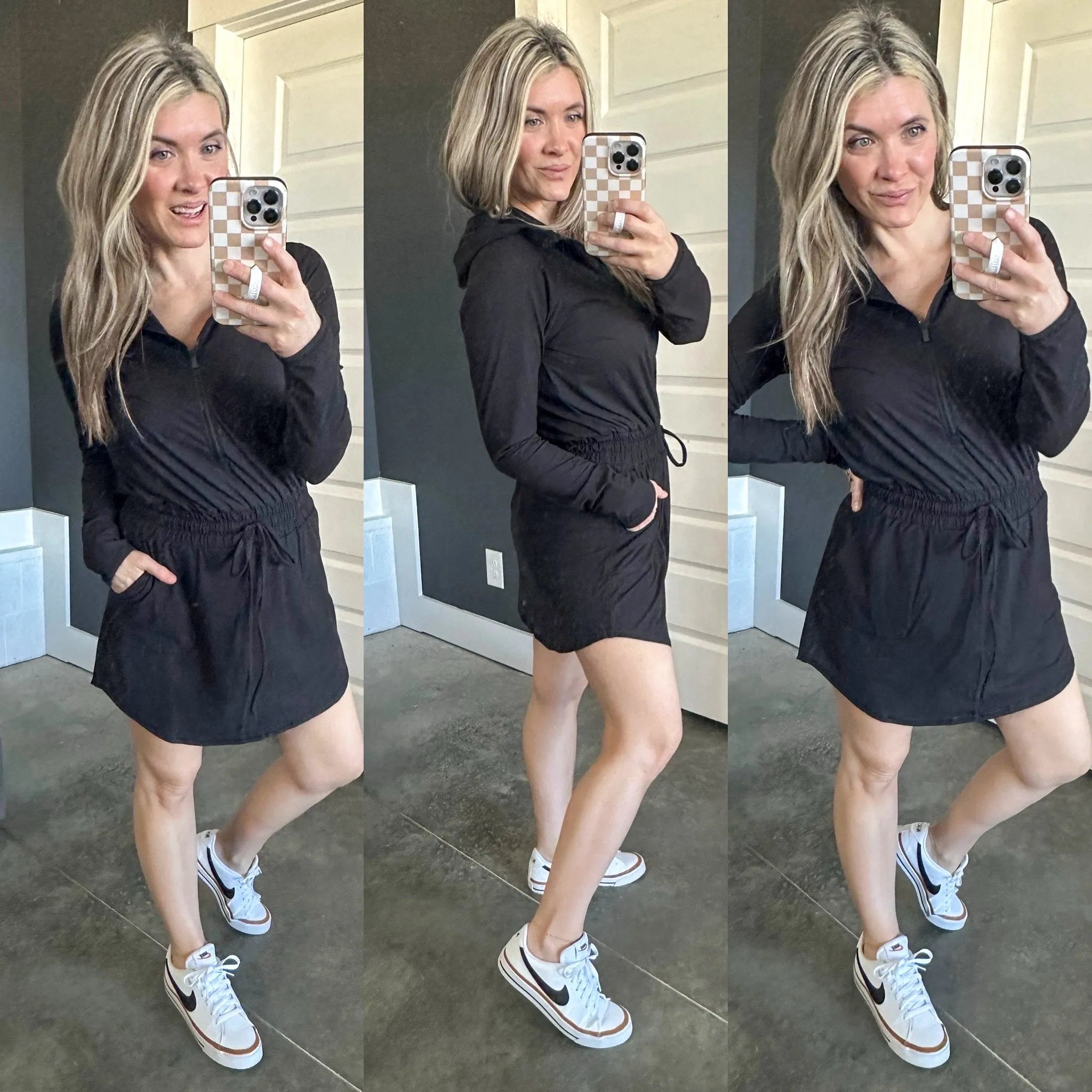 Getting Out Long Sleeve Hoodie Romper in Black