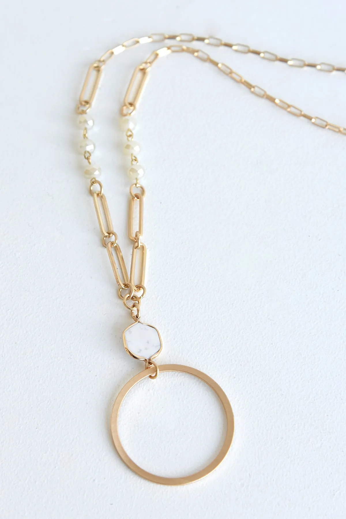 GOLD CIRCLE NECKLACE -MARBLE