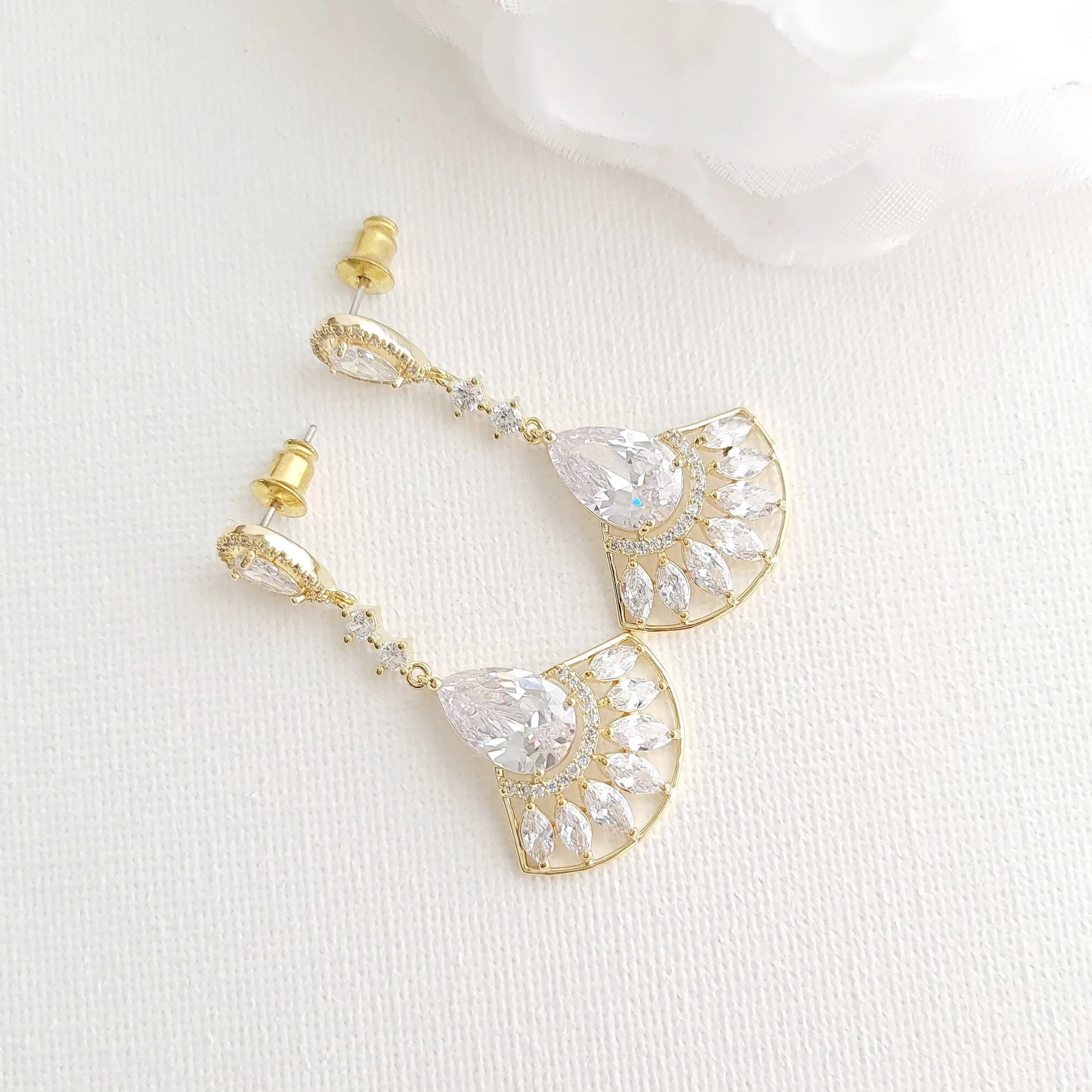 Gold Evening Earrings-Ilana