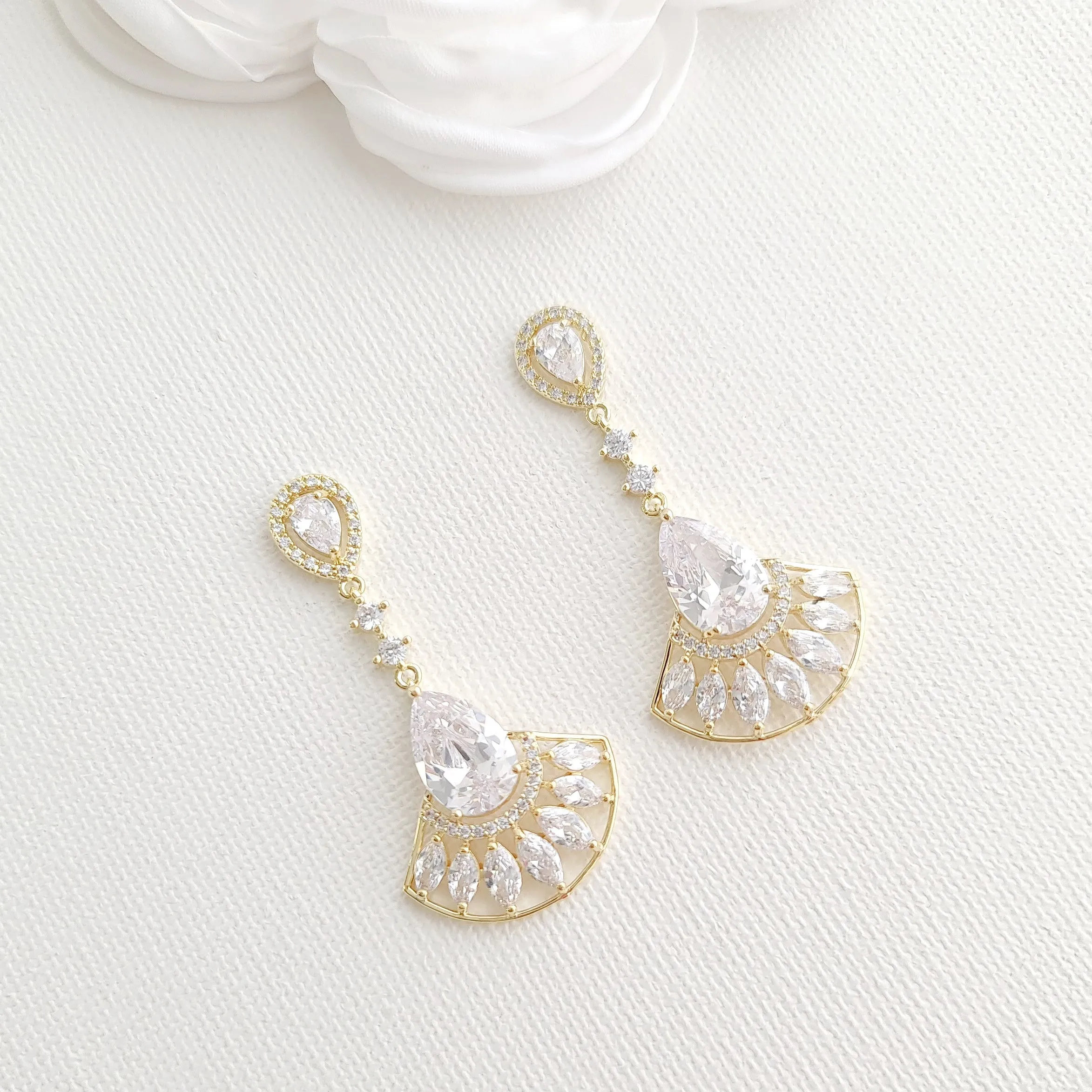 Gold Evening Earrings-Ilana