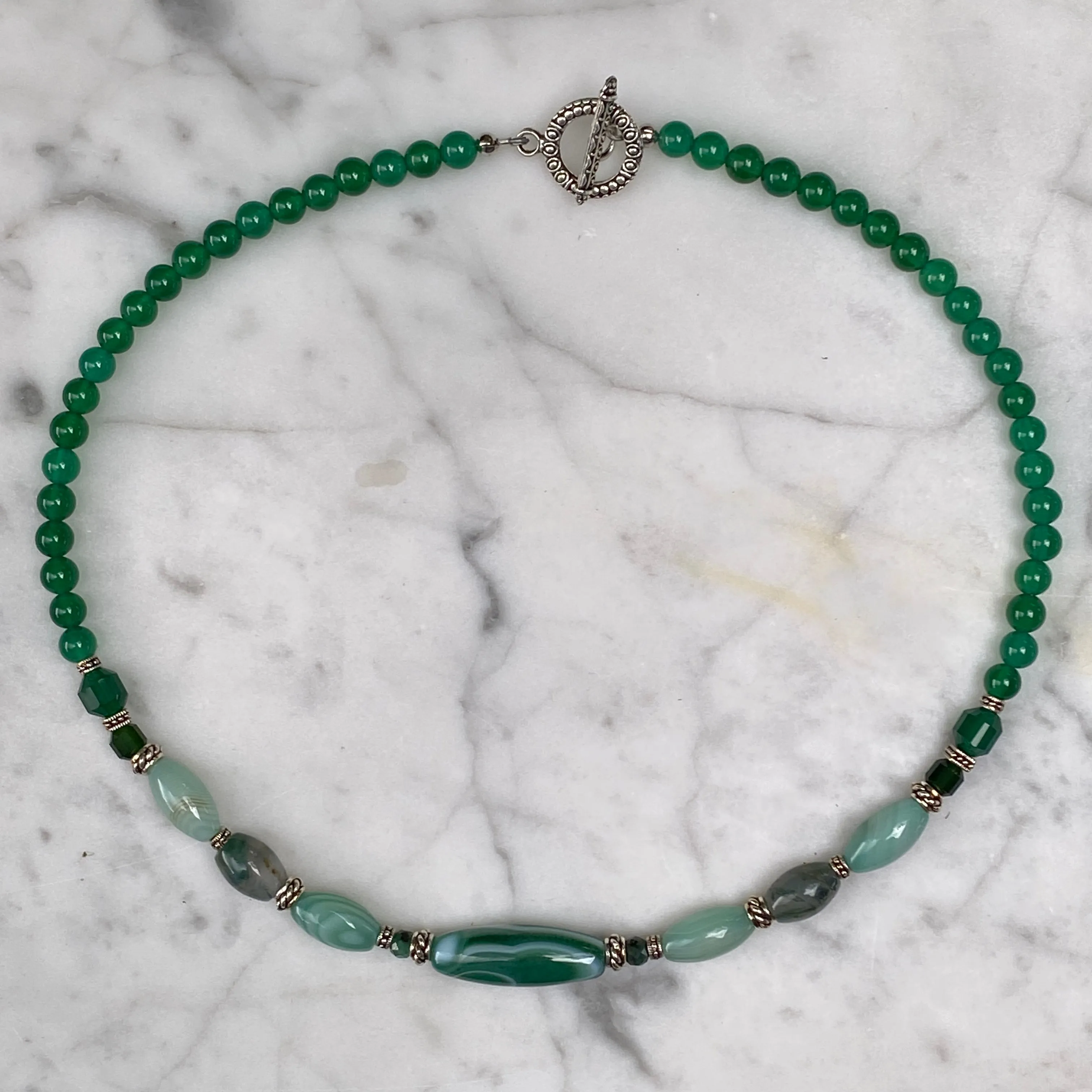 Green Agate and Emerald Necklace