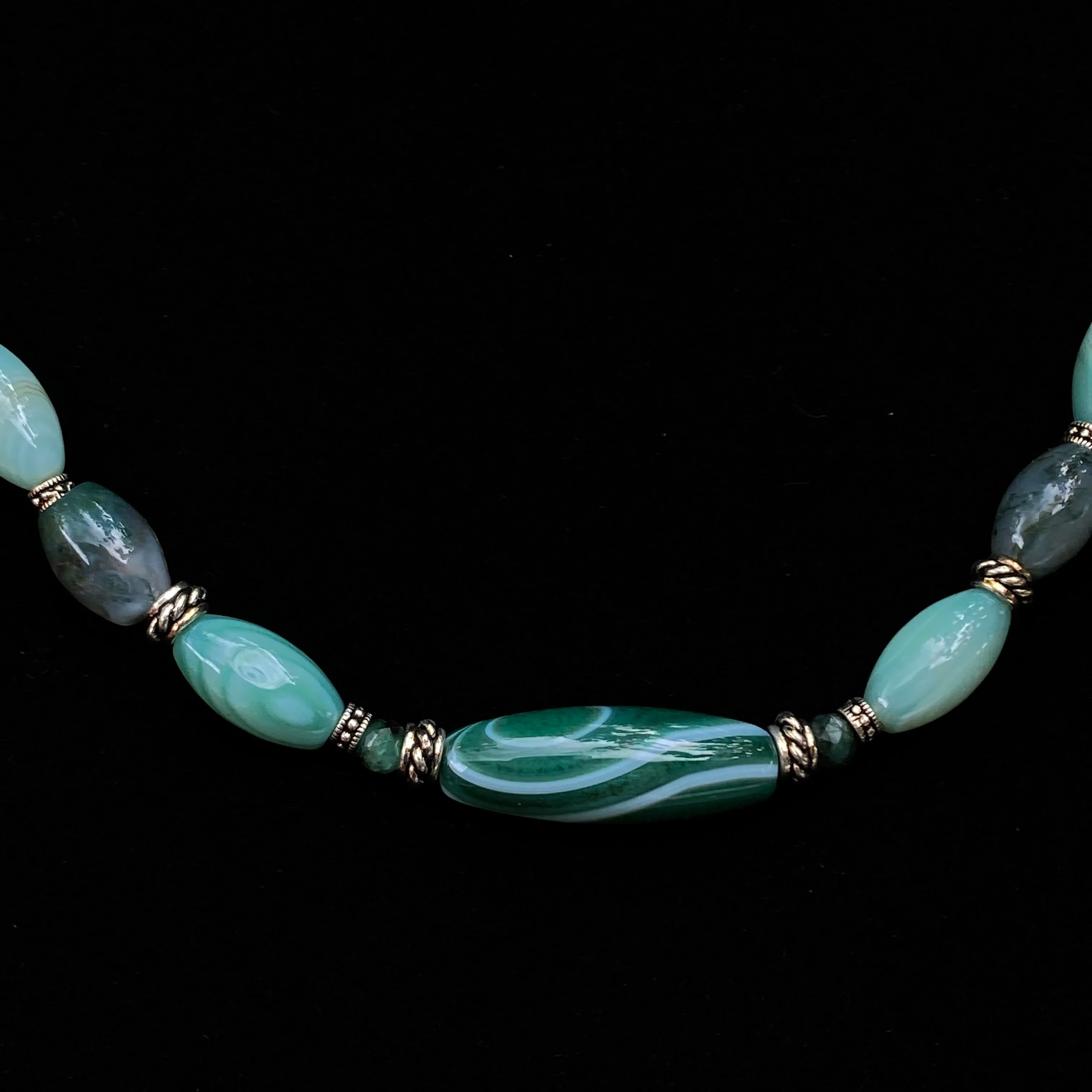 Green Agate and Emerald Necklace