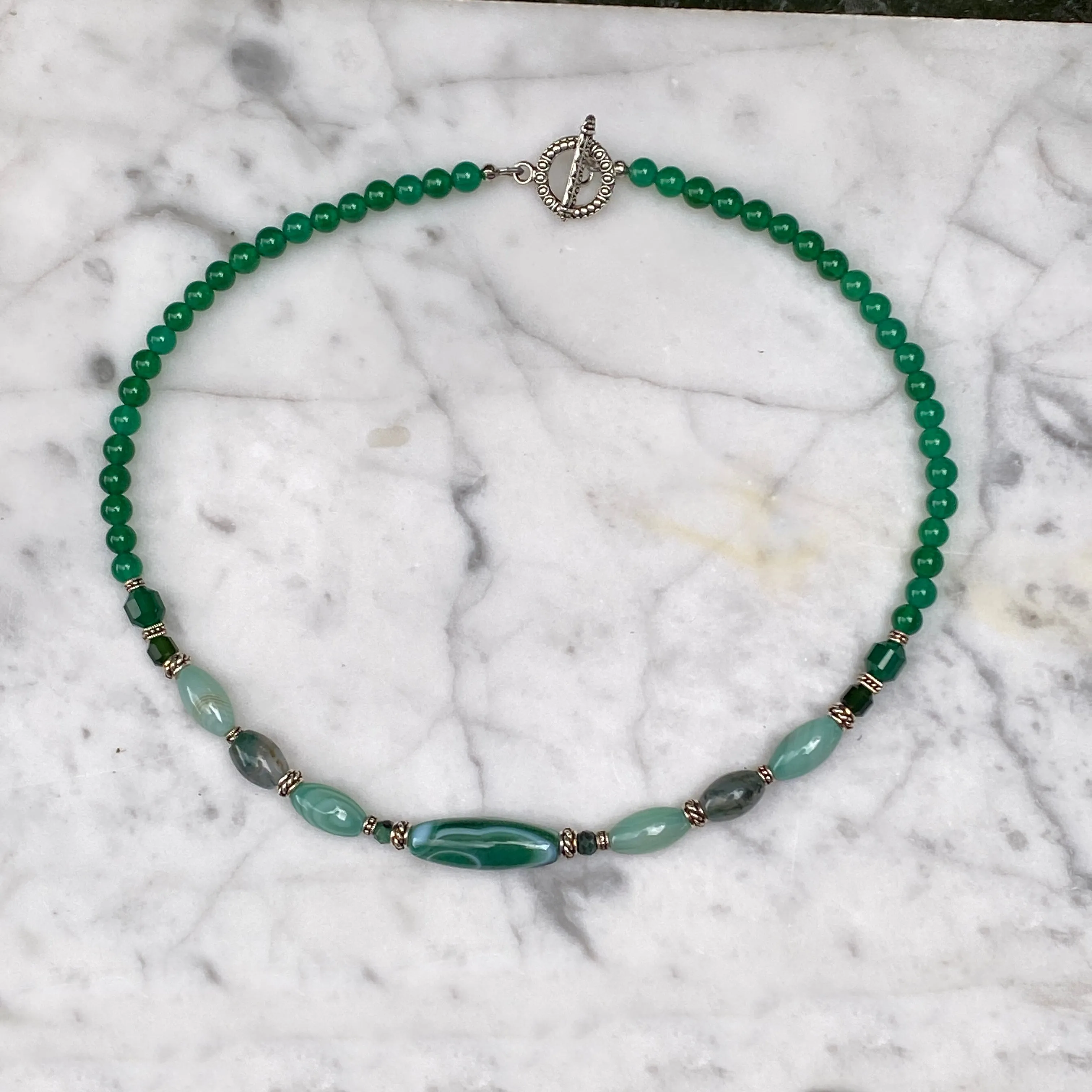 Green Agate and Emerald Necklace