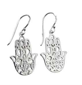 hamsa hand of fatima with evil eye drop earrings