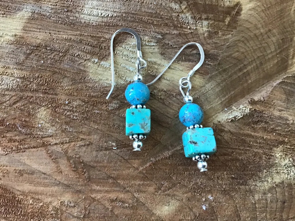 Handmade Sterling & Turquoise Drop Earrings