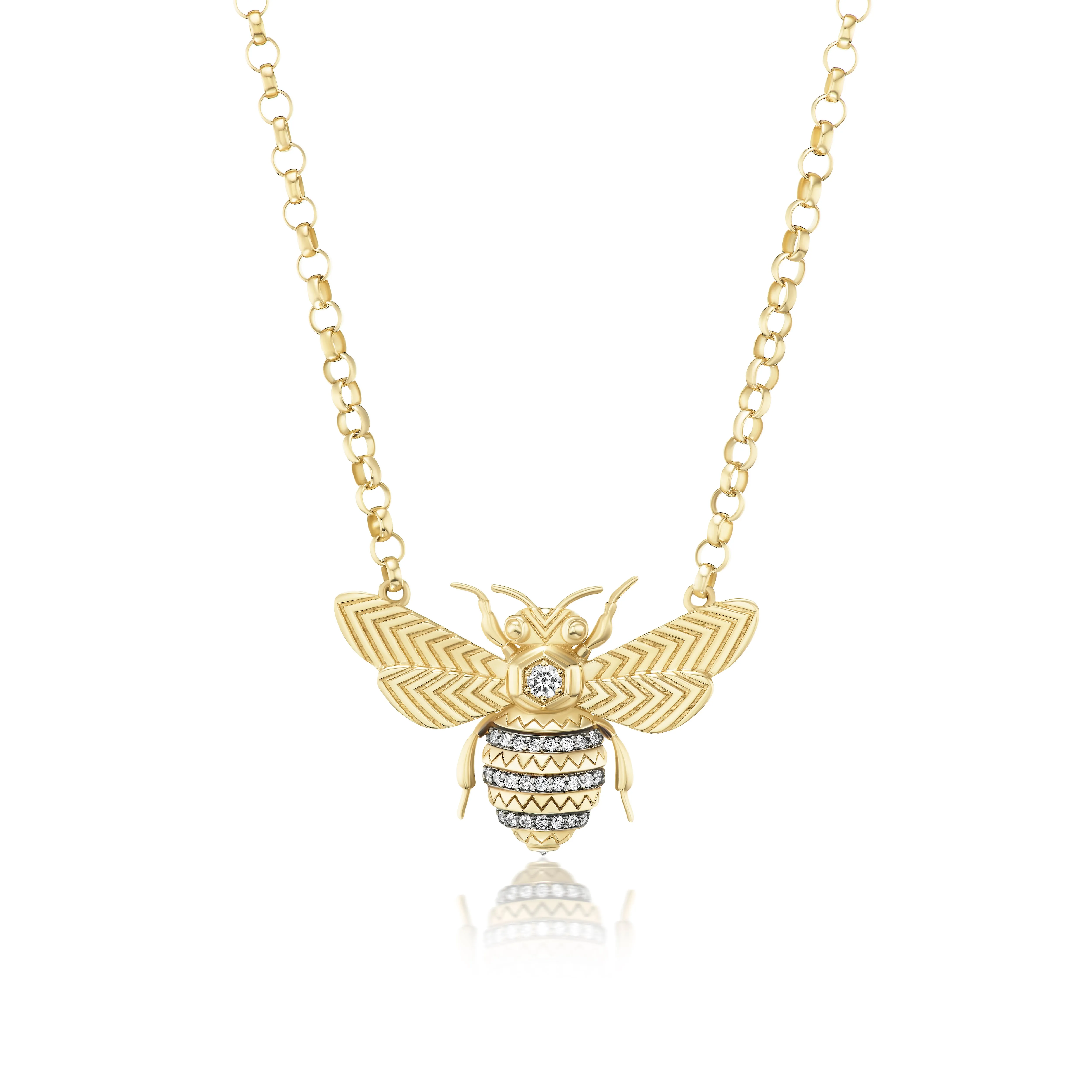 Harwell Godfrey 18k Diamond Mini Bee Pendant Necklace 16/18