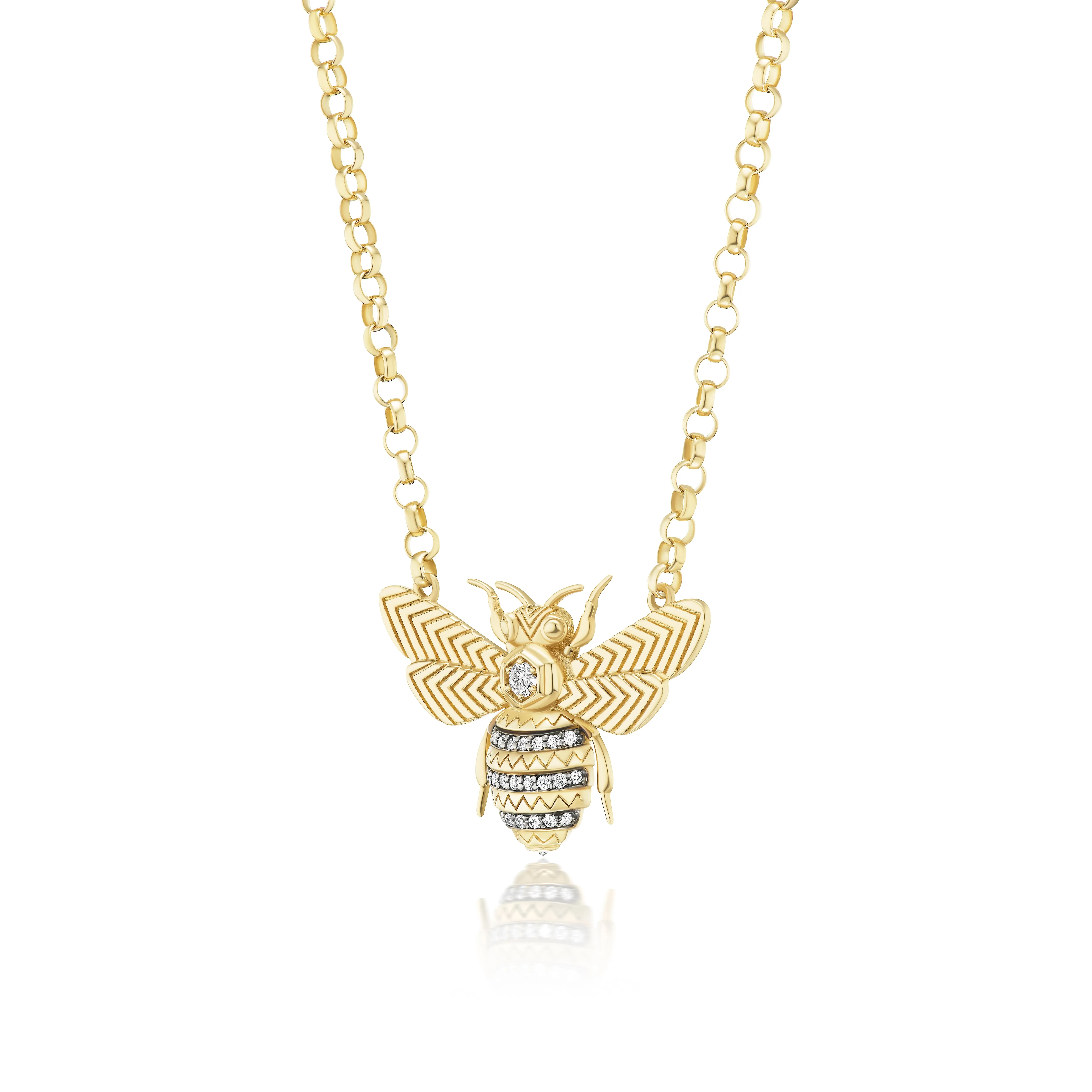 Harwell Godfrey 18k Diamond Mini Bee Pendant Necklace 16/18