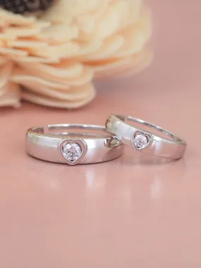 Heart Design 925 Silver Couple Ring