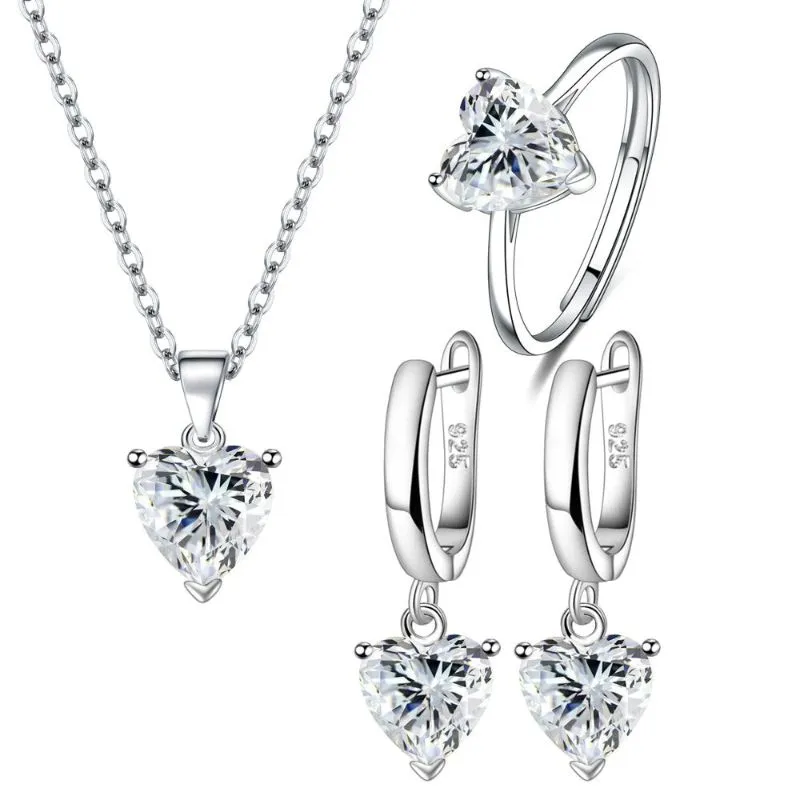 Heart Shape Sterling Silver Jewelry Set For Women