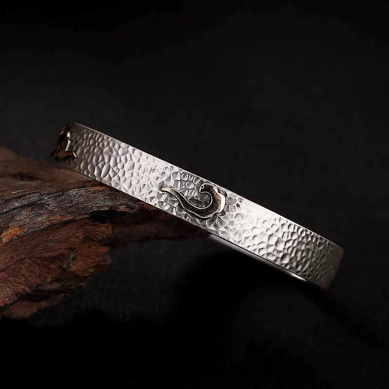 Heavenly Clouds Cuff-Bracelet, 999 Silver, Arched