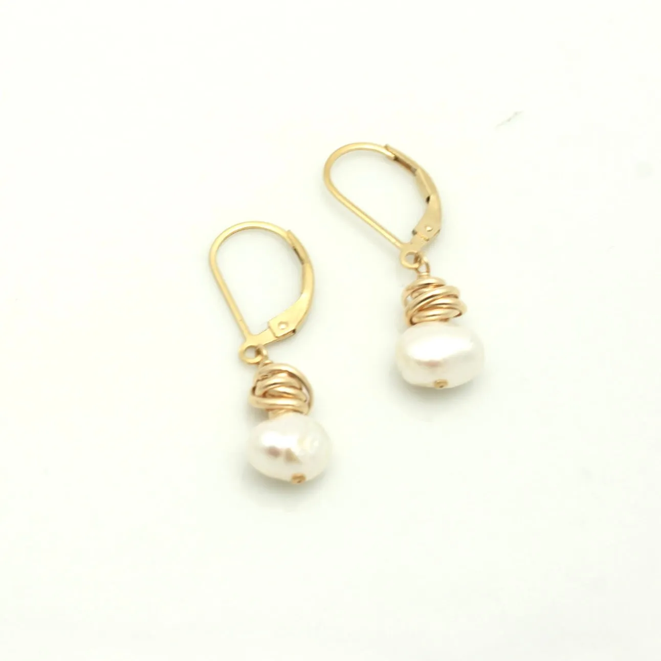 HERA Collection:  HERA Gold Wrapped Pearl Earrings