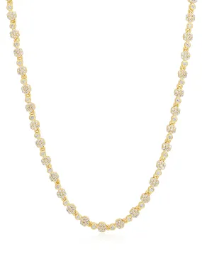 Hex Pave Disc Necklace- Gold