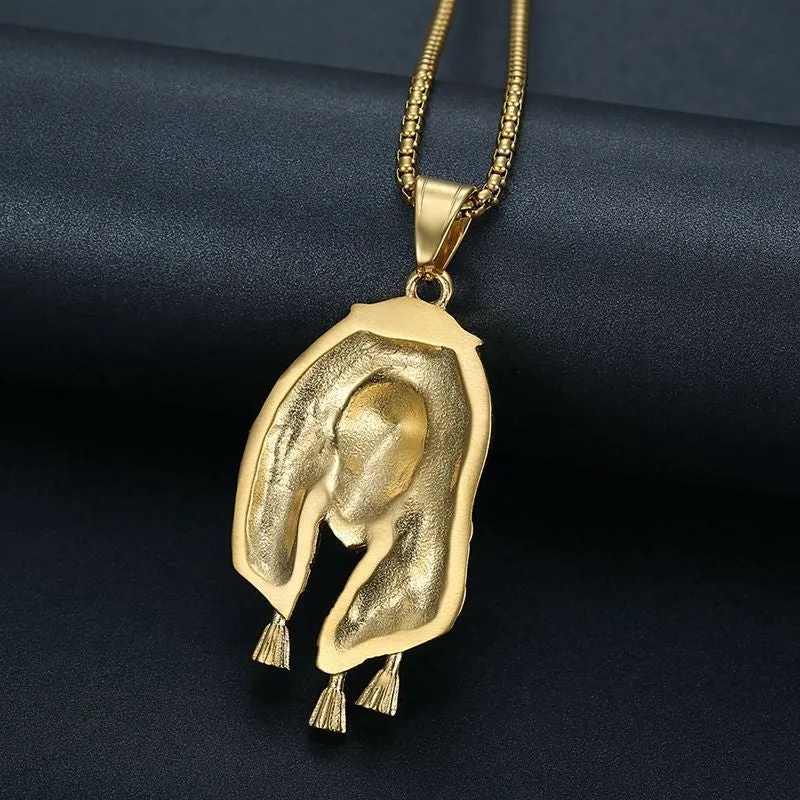 Hip Hop Titanium Steel Gilded Headband Lion Head Pendant