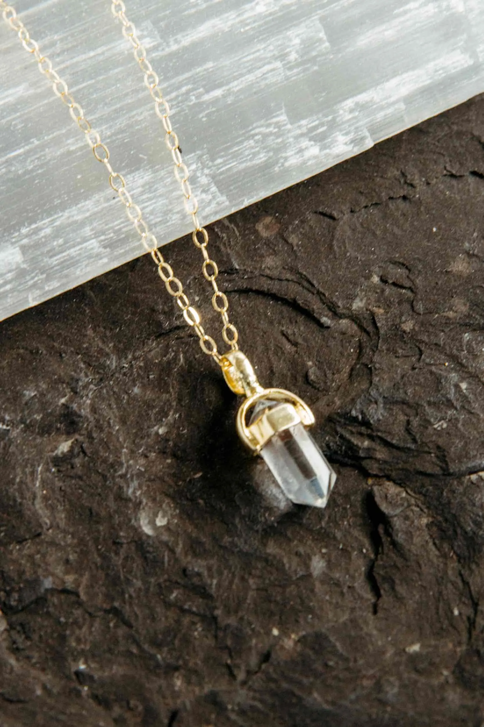 I Am Crystal Clear Quartz Point Necklace