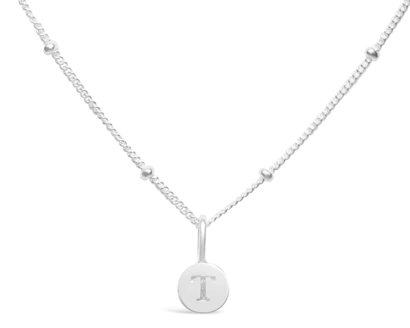 Initial Letter Necklace - Silver