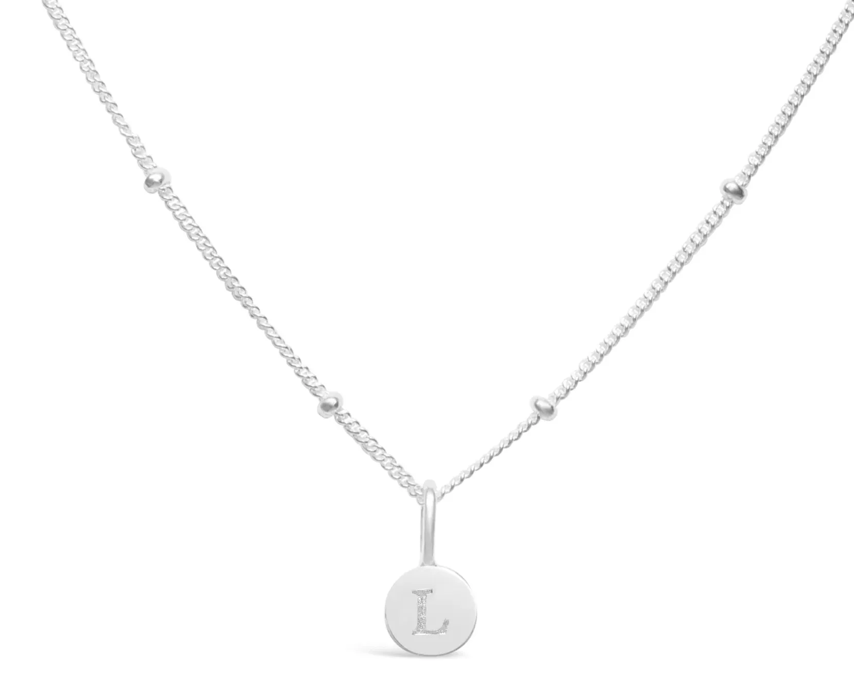 Initial Letter Necklace - Silver