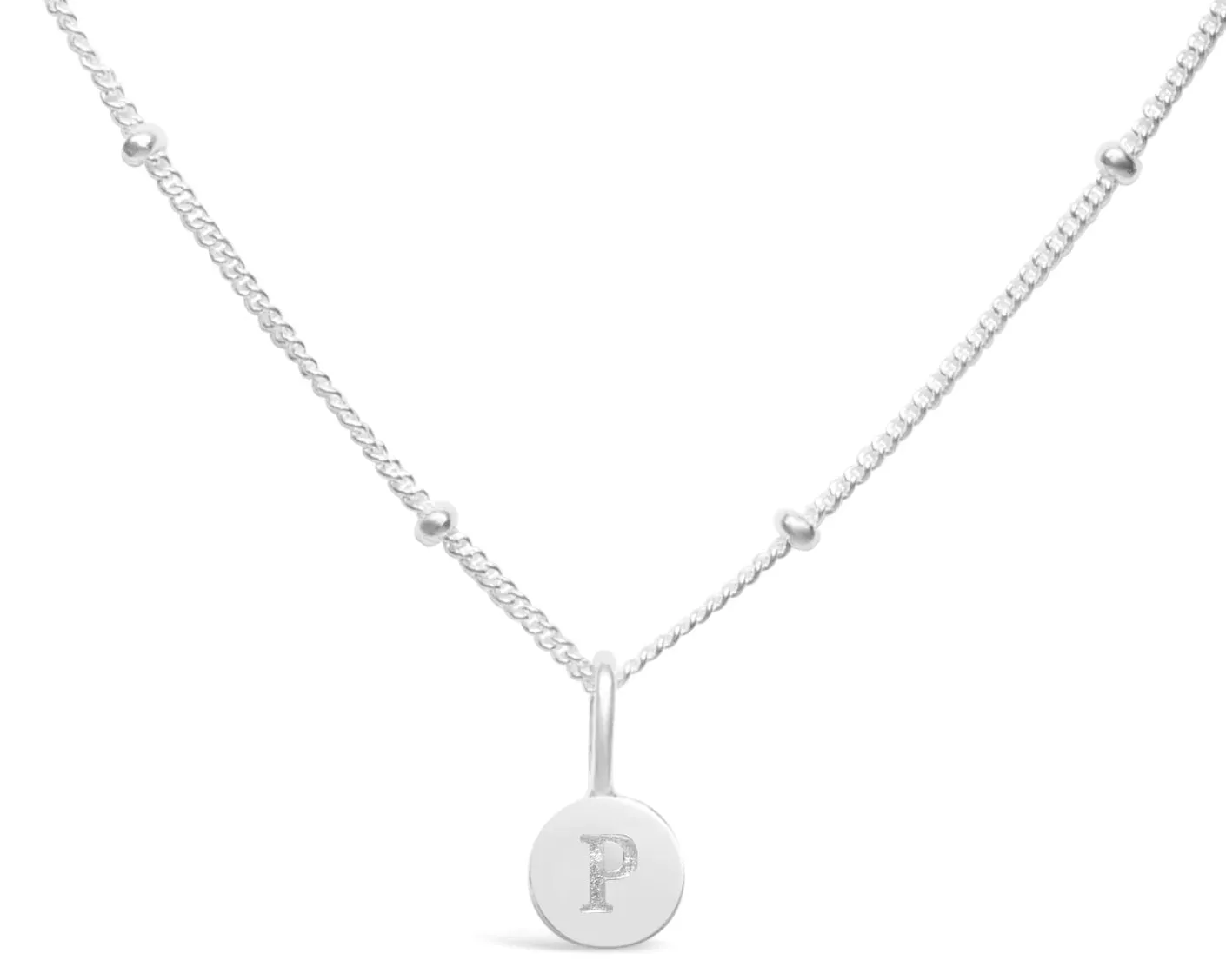 Initial Letter Necklace - Silver