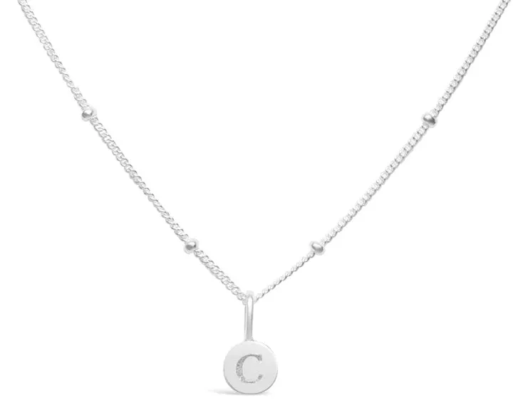 Initial Letter Necklace - Silver