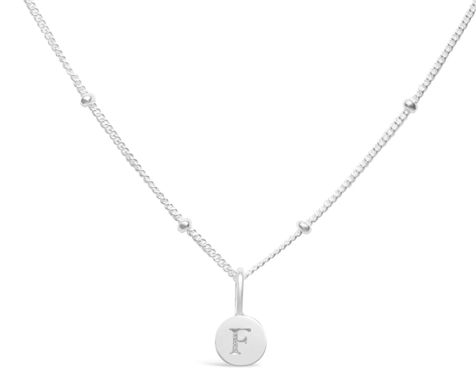 Initial Letter Necklace - Silver