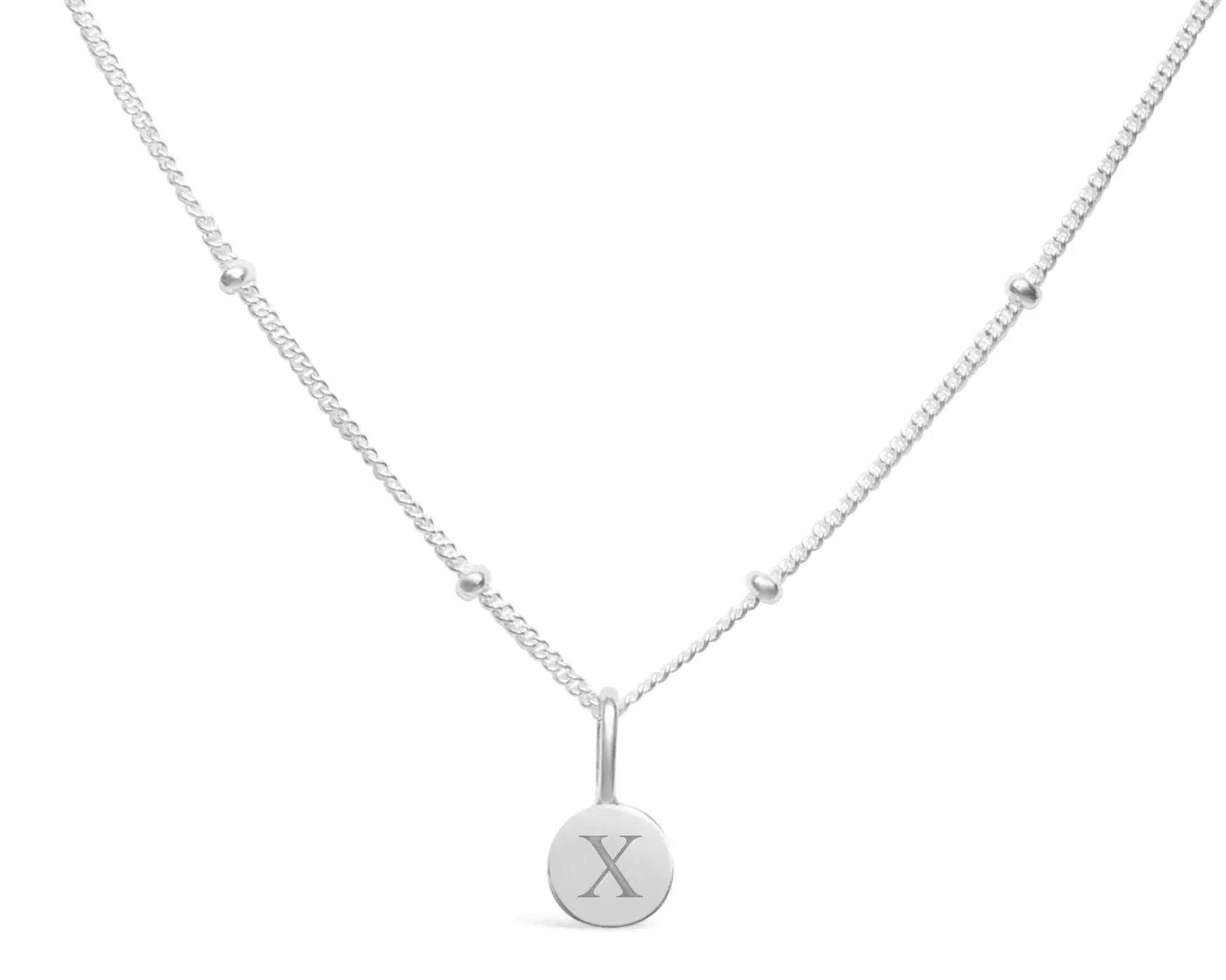 Initial Letter Necklace - Silver