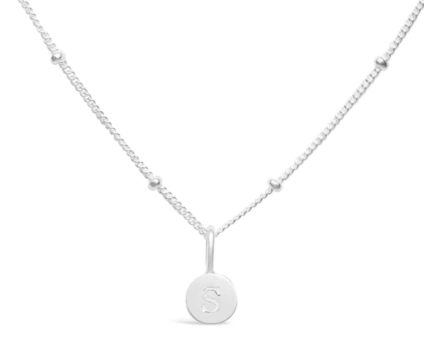 Initial Letter Necklace - Silver