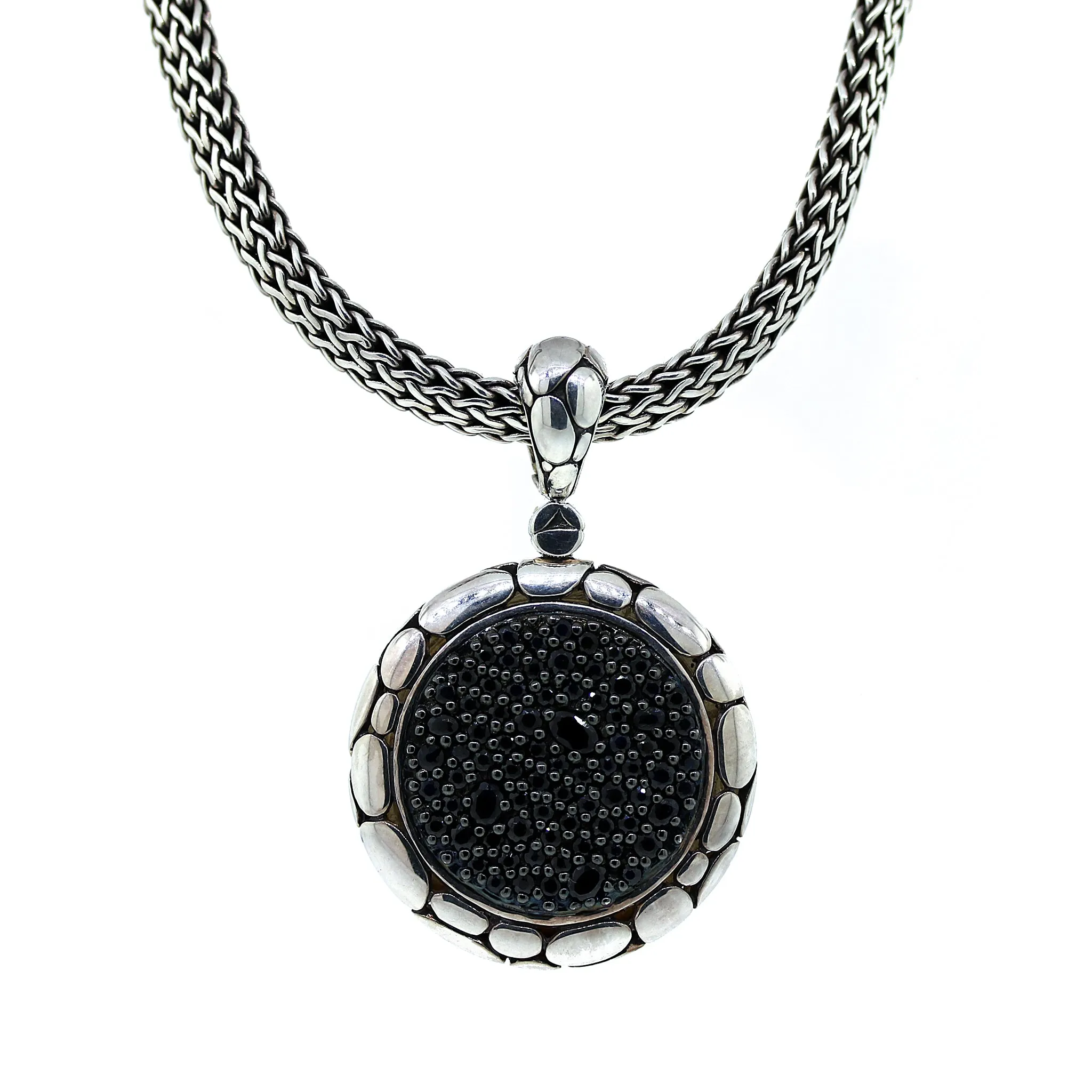 John Hardy Black Sapphire Kali Circle Pendant Necklace