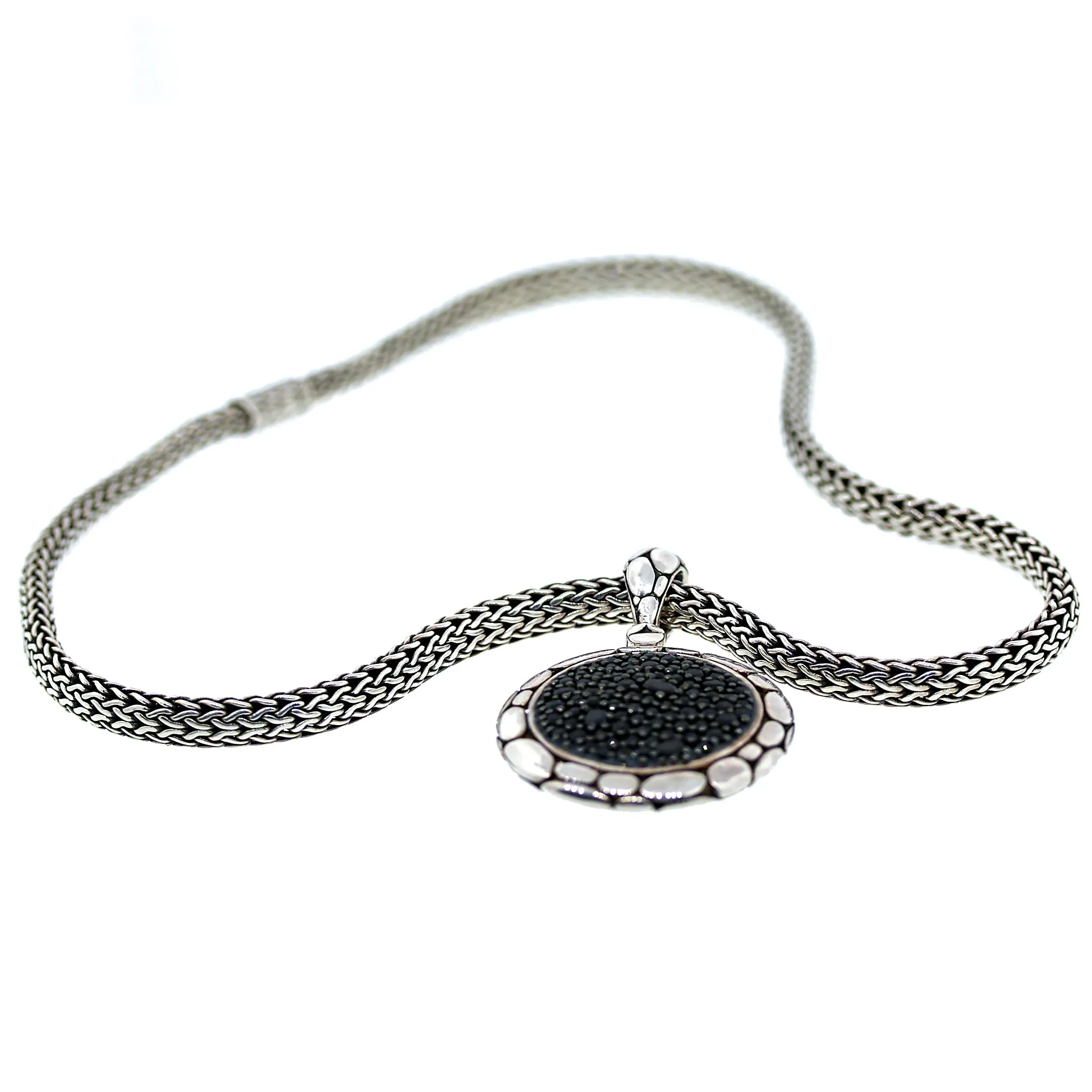 John Hardy Black Sapphire Kali Circle Pendant Necklace