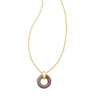 Kendra Scott Mikki Pendant Necklace in Purple Mauve Ombre Mix and Gold