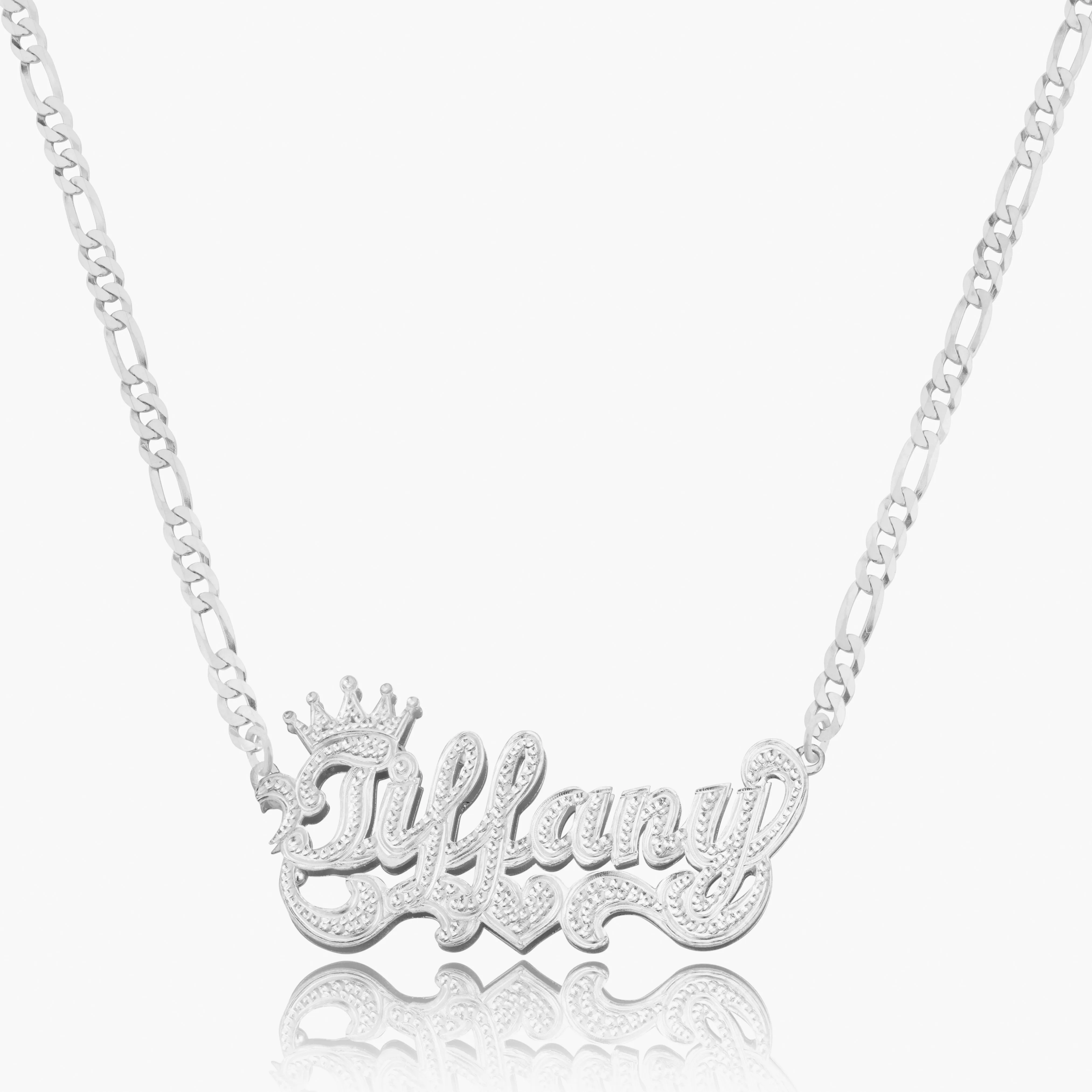 Kid's Double Plated Iced Princess Crown Name Necklace