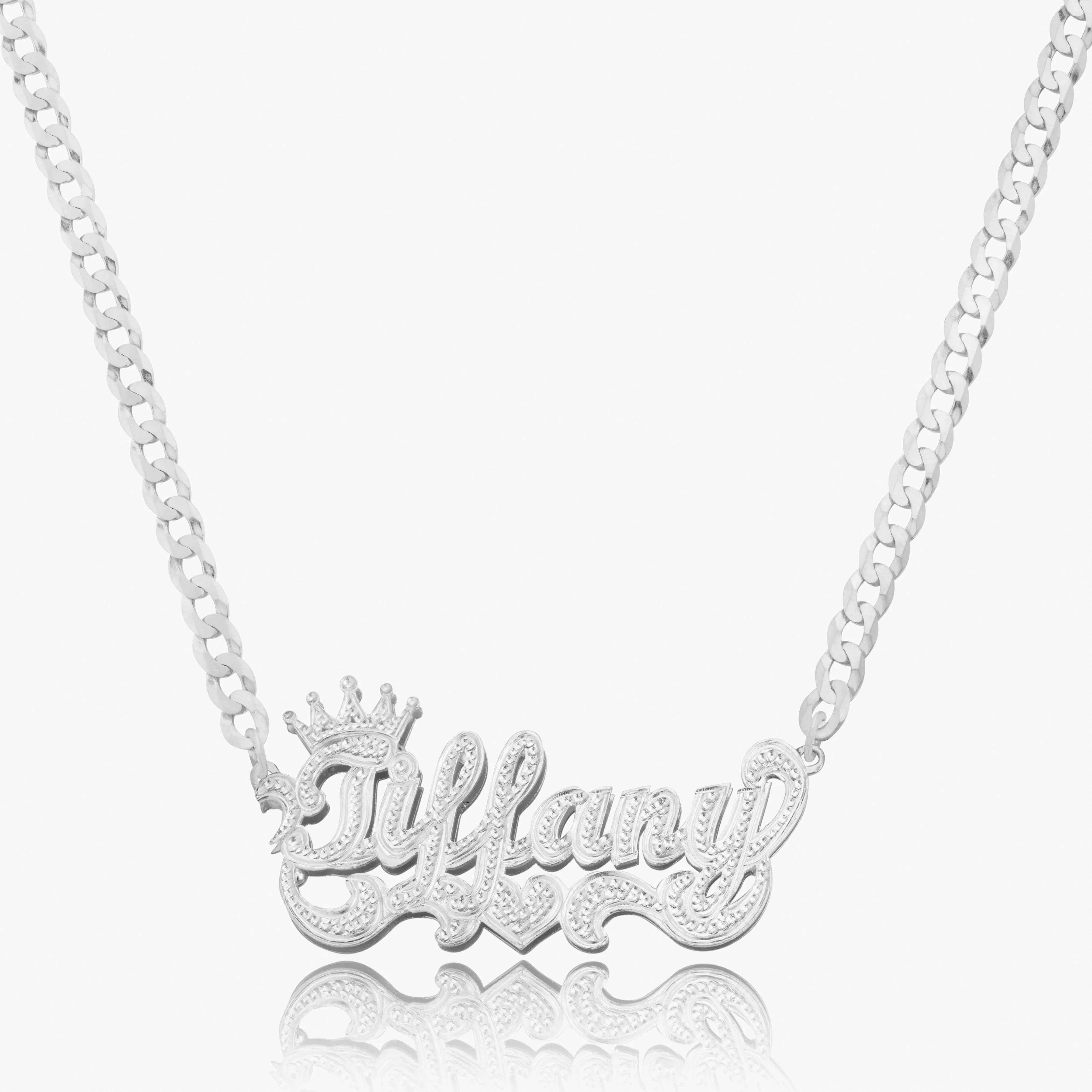 Kid's Double Plated Iced Princess Crown Name Necklace