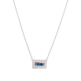 Ladies Antique Art Deco 18k White Gold Sapphire Diamond Cocktail Necklace