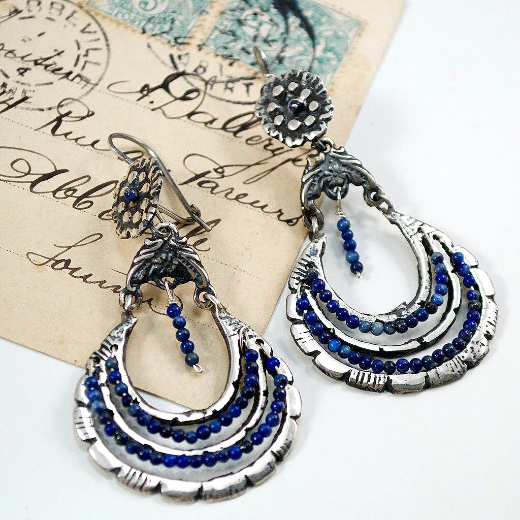 Lapis Silver Drop Earrings