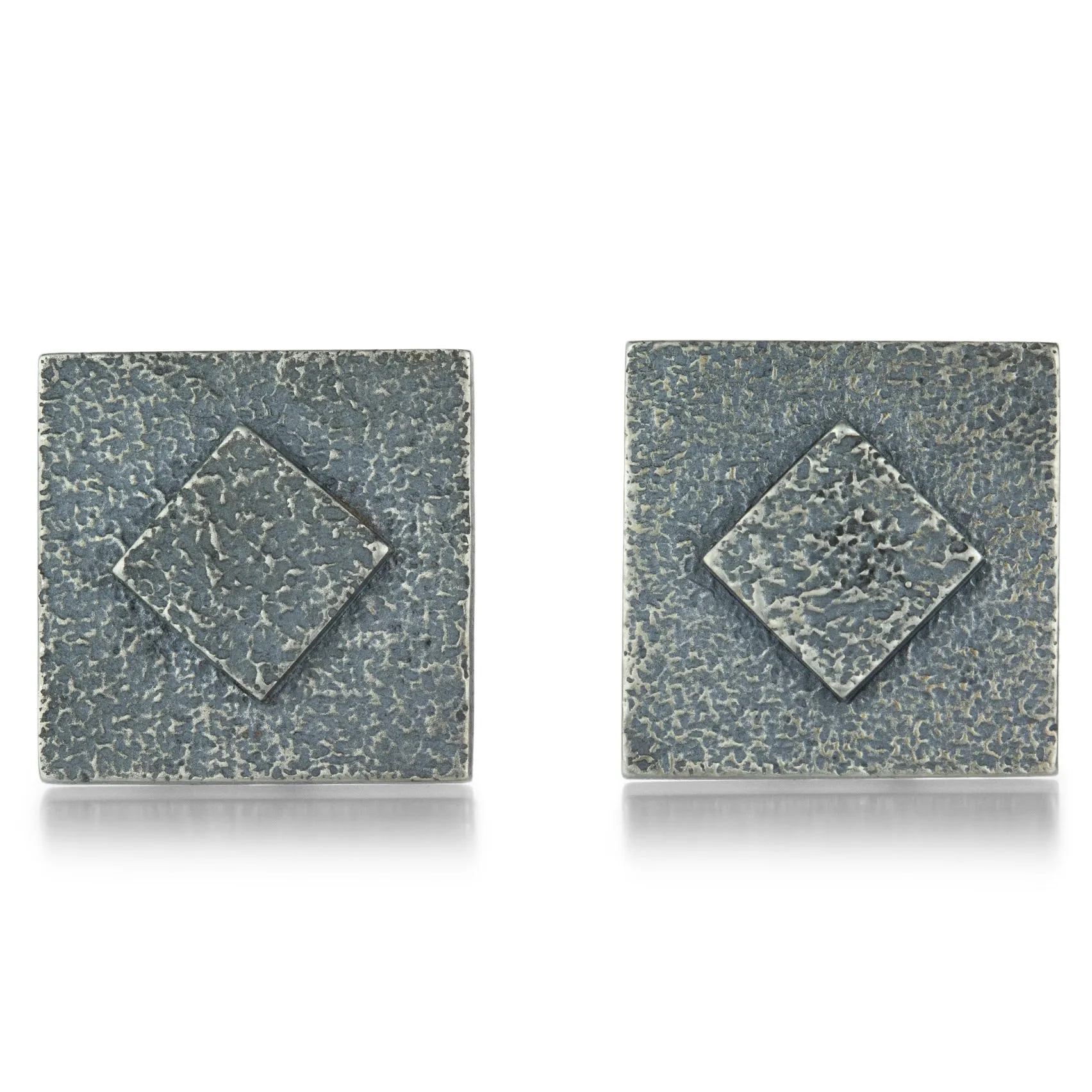 Large Double Square Clip On Earrings