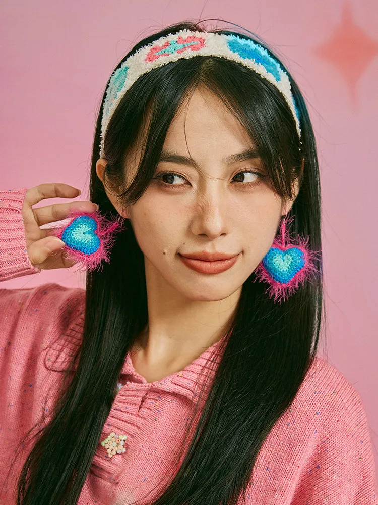 LB Hand Crochet  Gradient Earrings Love Ear Clip LOJL84