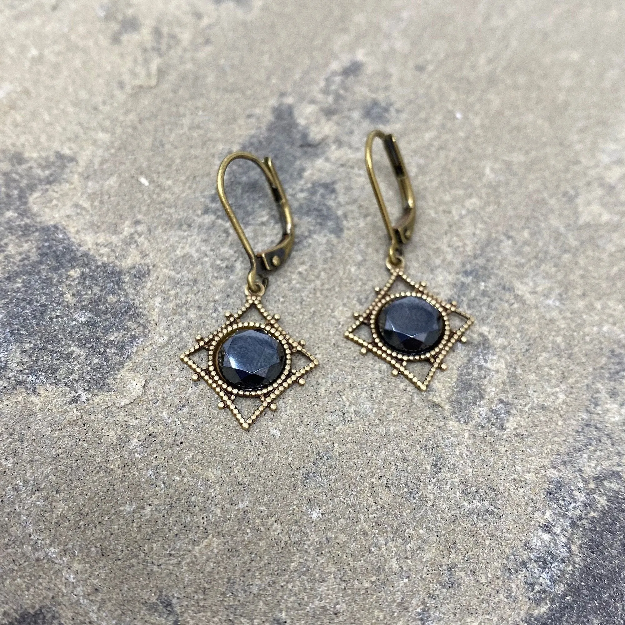 LUIS hematite drop earrings