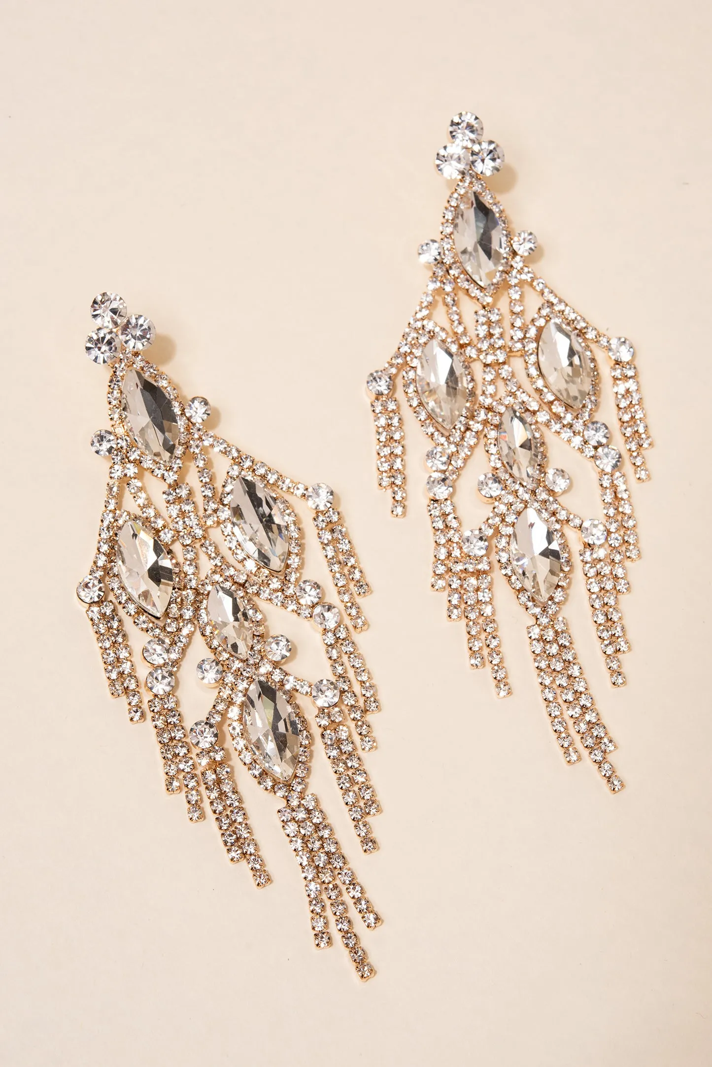 Lustre Fringe Rhinestone Drop Earrings