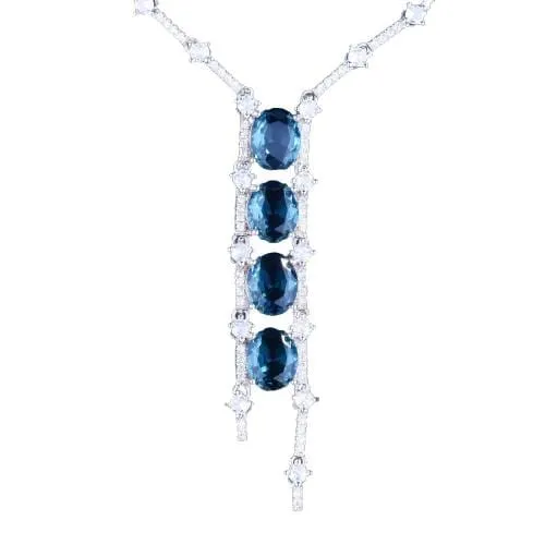 Luxury Lake Sapphire Pendant Necklace