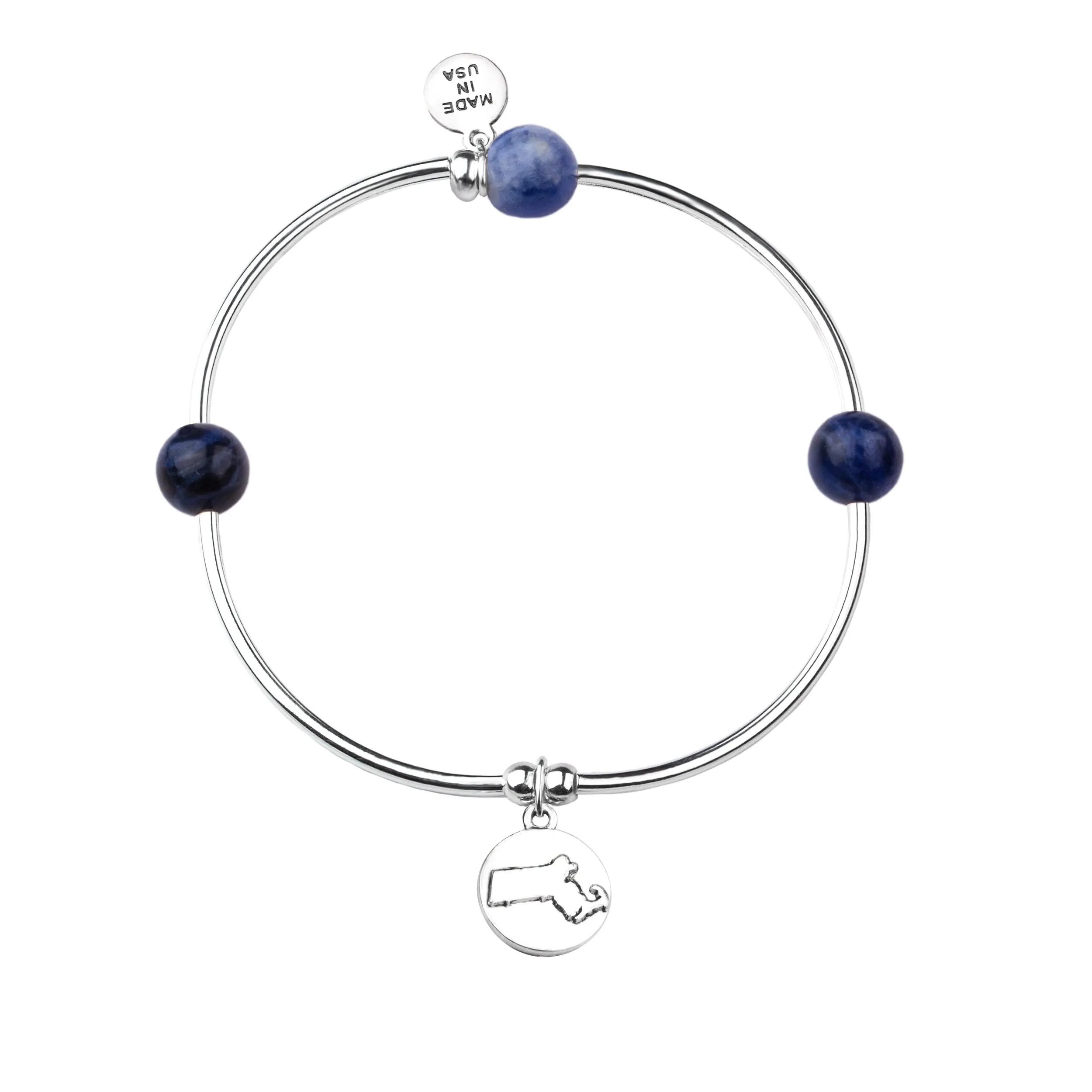 Massachusetts | Bangle Charm Bracelet | Sodalite - Inner Peace