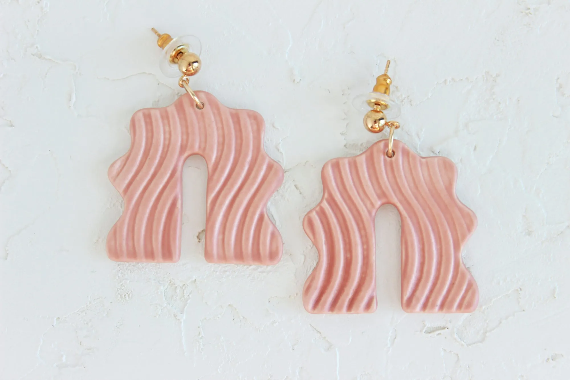 Matte Wavy Arch Statement Earrings