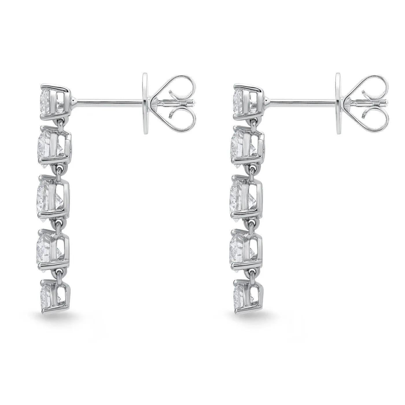 Memoire 18k White Gold 5 Diamond Lena Drop Earrings