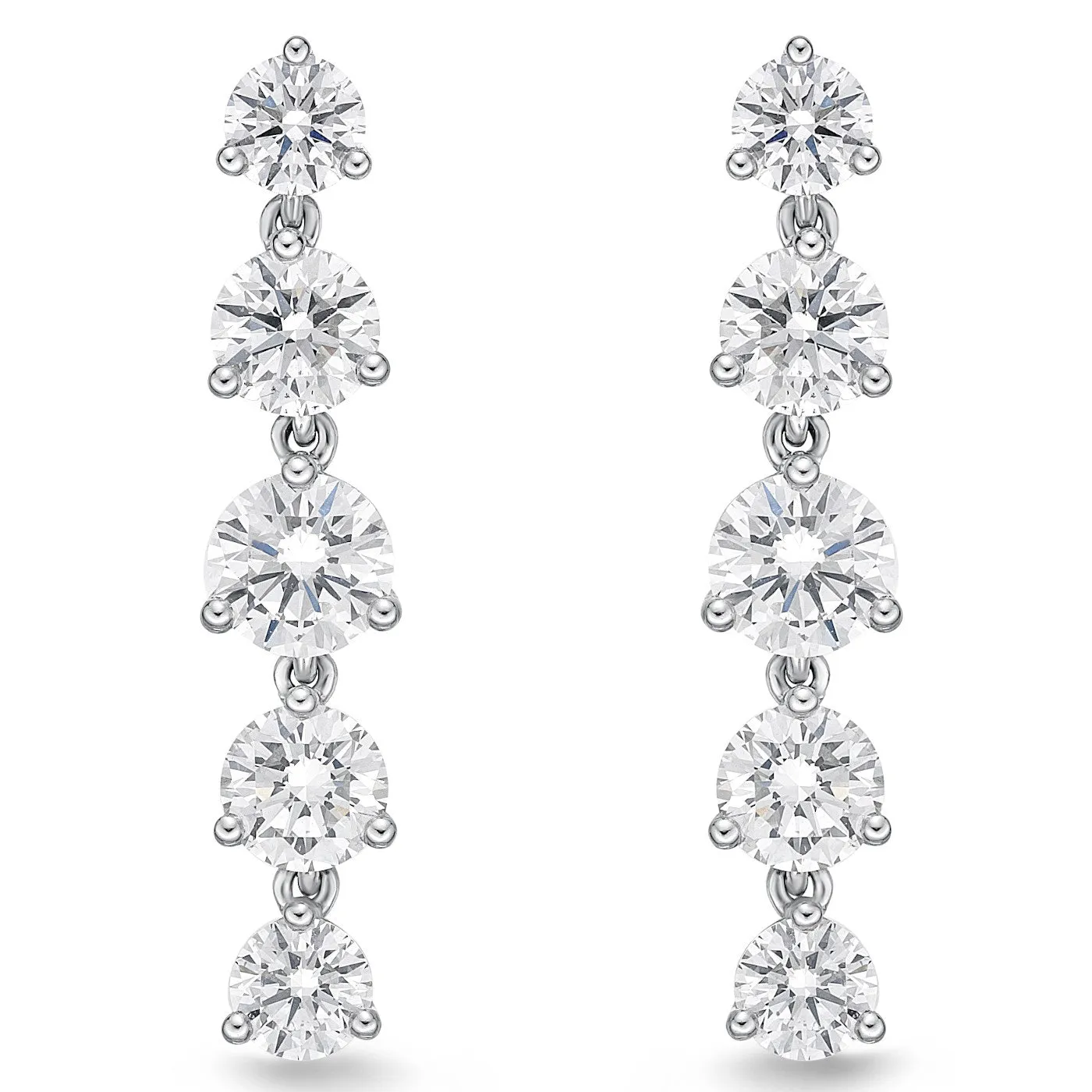 Memoire 18k White Gold 5 Diamond Lena Drop Earrings