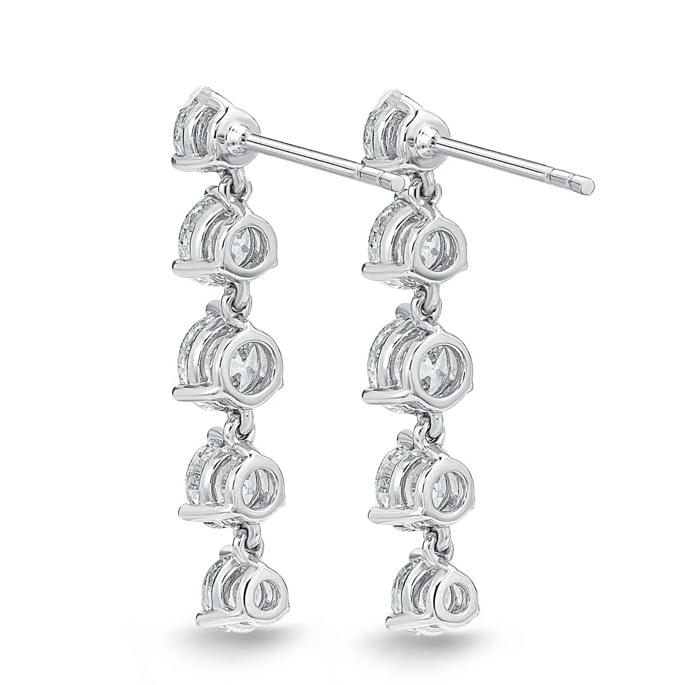 Memoire 18k White Gold 5 Diamond Lena Drop Earrings