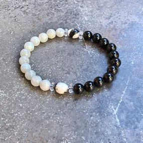 Men’s Moonstone, Onyx, and Zebra Jasper Balance stretch bracelet