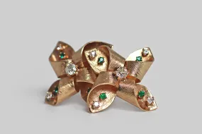 Mid Century OMC Diamond Pinwheel Ear Clips