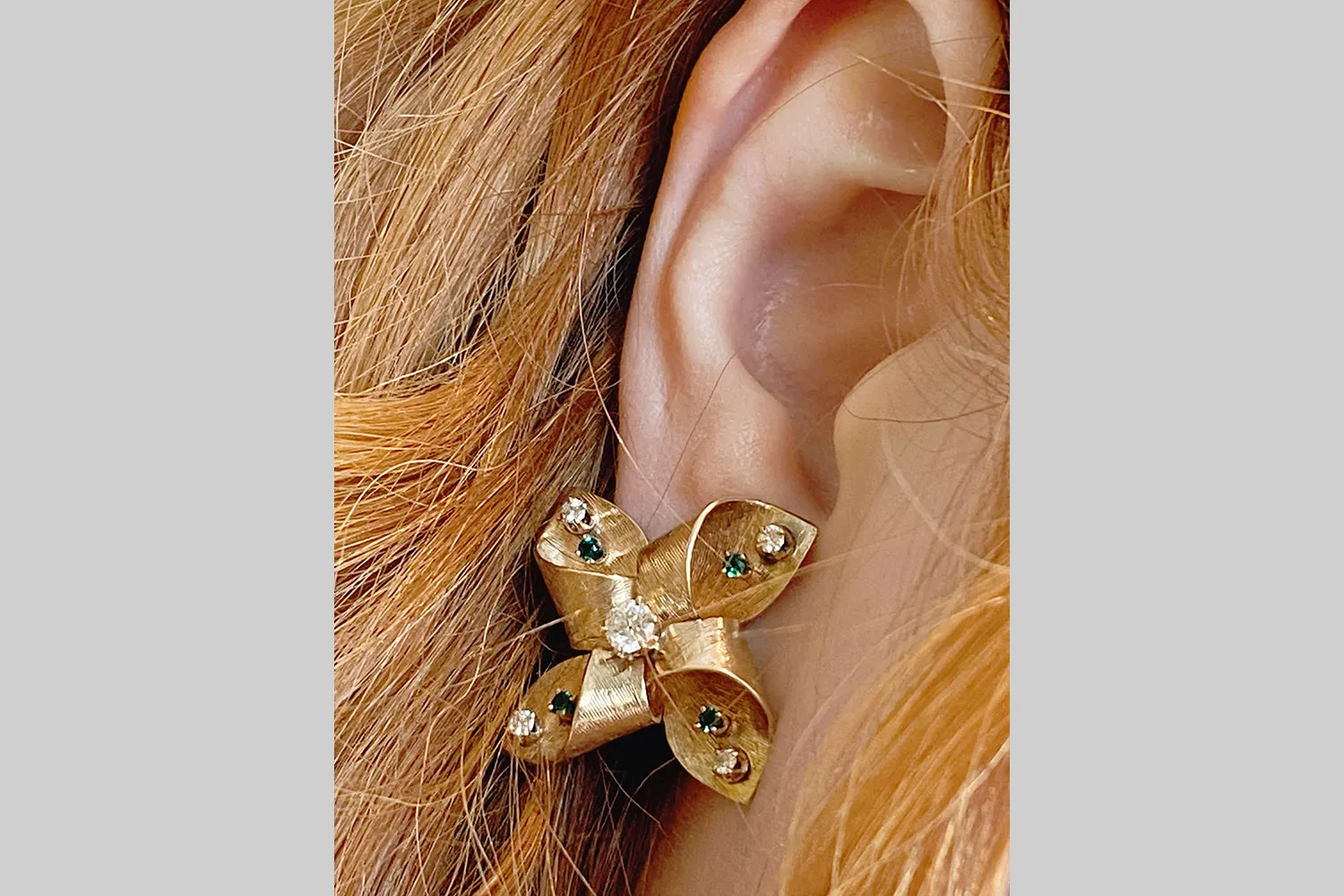 Mid Century OMC Diamond Pinwheel Ear Clips