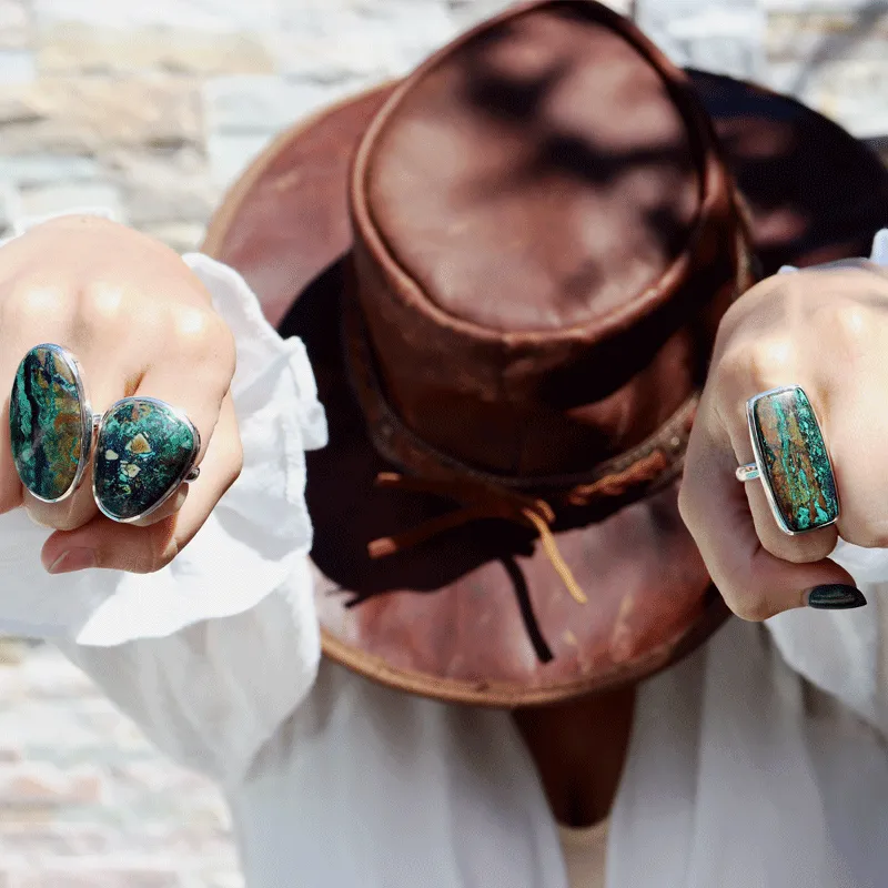 Momoa Azurite Oval Bohemian Ring