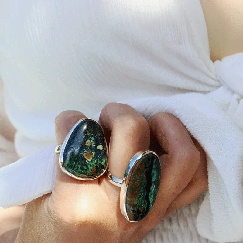 Momoa Azurite Oval Bohemian Ring