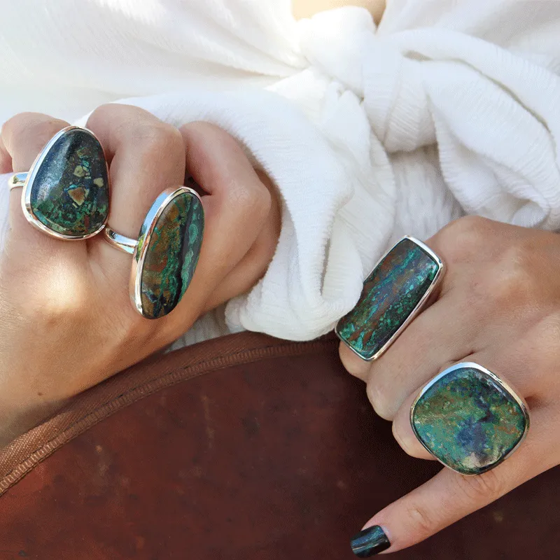 Momoa Azurite Oval Bohemian Ring